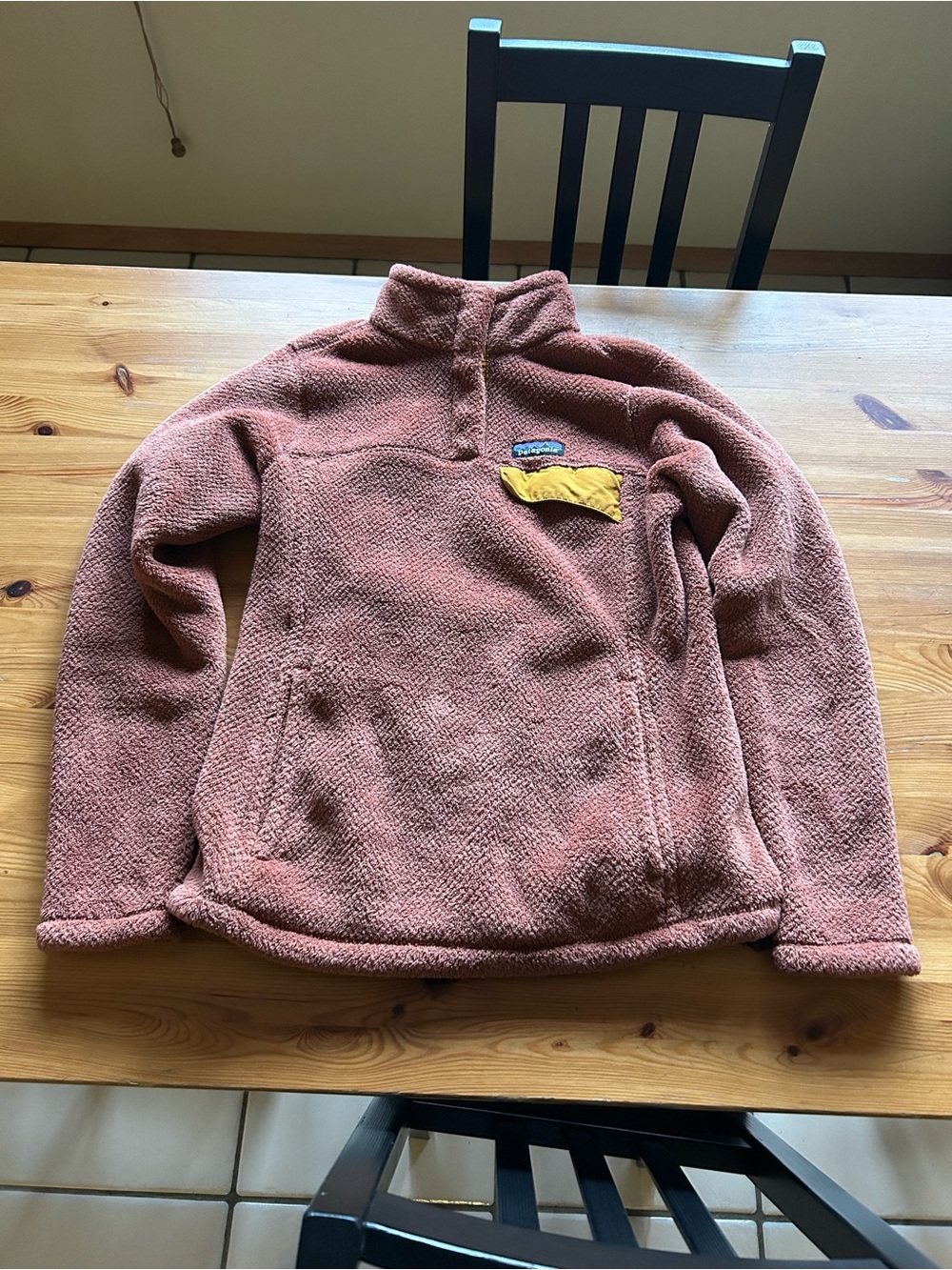 Patagonia Fleece Synchilla Pullover - Rose Rust with Yellow Pocket